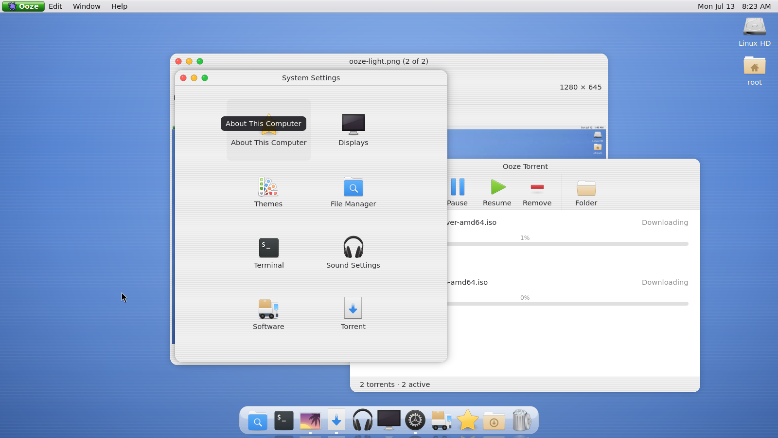 Ooze desktop in light mode